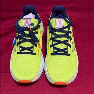 New Balance Kids Neon Yellow Sneakers with Navy and Orange Accents